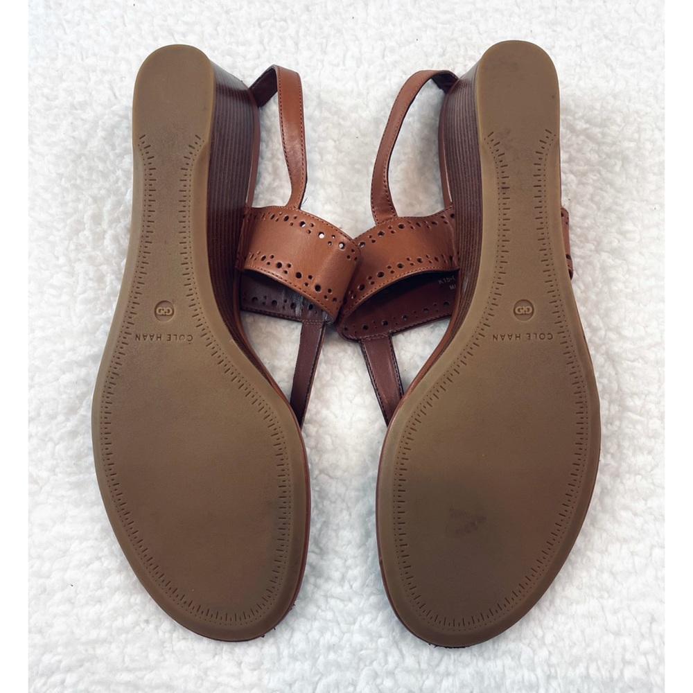 COLE HAAN • Brown Elsie Thong Wedge Sandals, 9 - Picture 6 of 16
